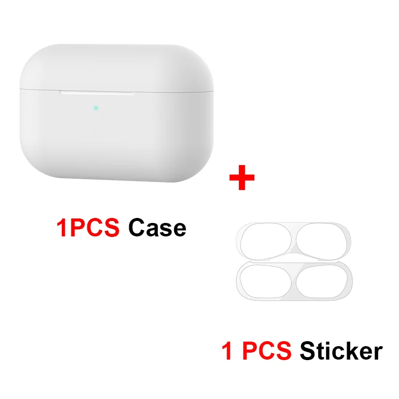 

Earphone Case + Metal Sticker 2 in 1 Protector For AirPods 3 Wireless Earphone Silicone Coque for apple airpods 2019 Case Cover