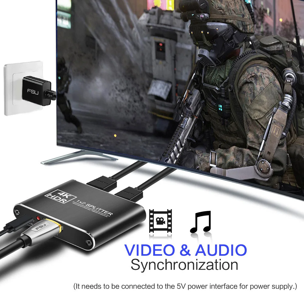 HDCP 4K HDMI совместимый разделитель Full HD видео адаптер 1x2 разделение 1 вход 2 выхода