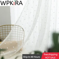 korean tulle for kid bedroom cotton ball embroidered window screen white voile for living room bay window blinds kitchen zh036h