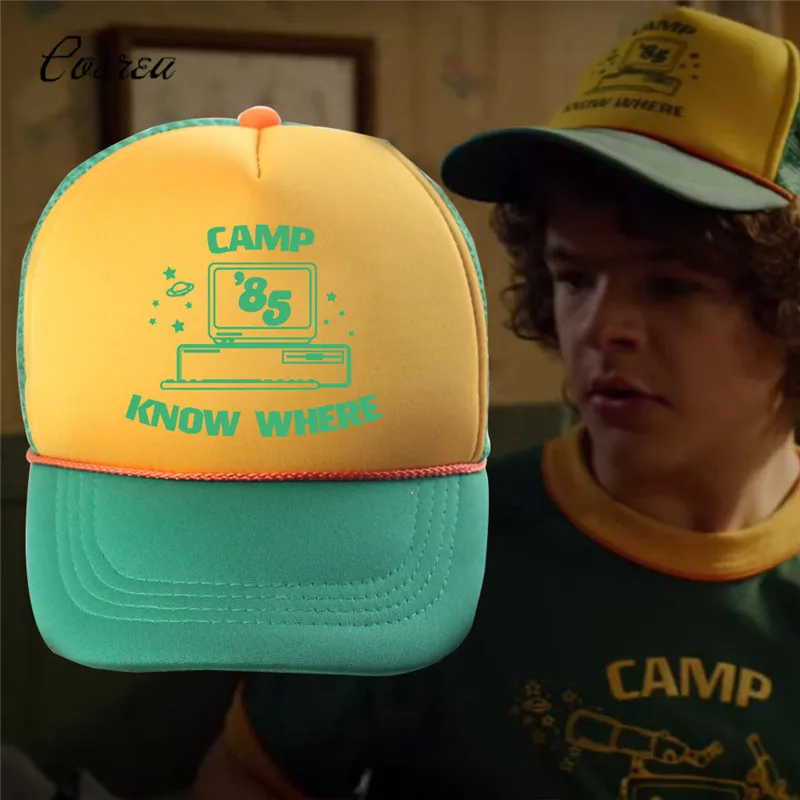 Strange Things Dustin Hat Retro Mesh Trucker Cap Yellow Green 85 Know Where Adjustable Gifts Halloween | Тематическая одежда и