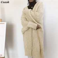 2021 autumn winter new women korean casual long sweater cardigan vintage loose coat batwing sleeve outwear women jumper