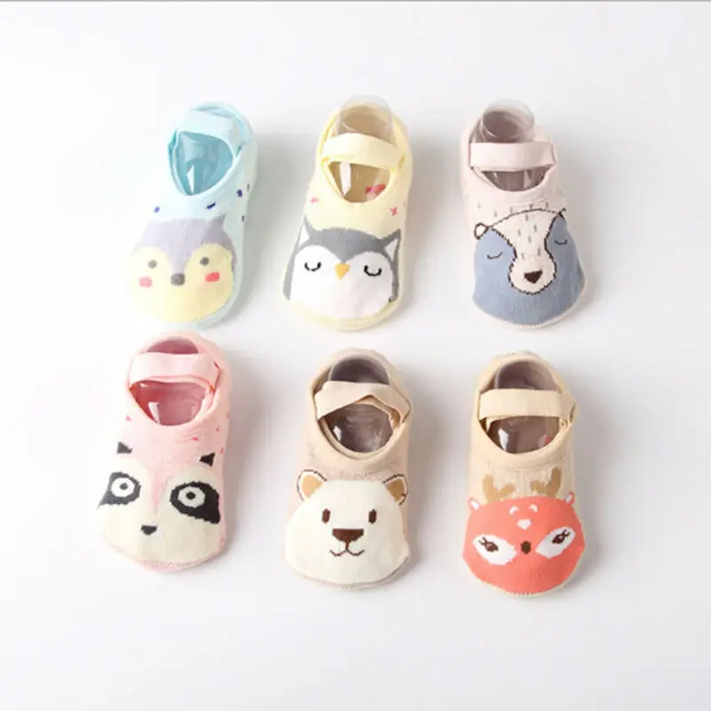 Calcetines tobilleros antideslizantes para beb&eacute;, ni&ntilde;o y ni&ntilde;a, de algod&oacute;n, con estampado de dibujos animados de animales, para zapatilla-0
