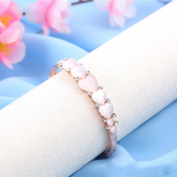 Креативный розовый браслет с надписью love чувственный опалом Стразы натуральный