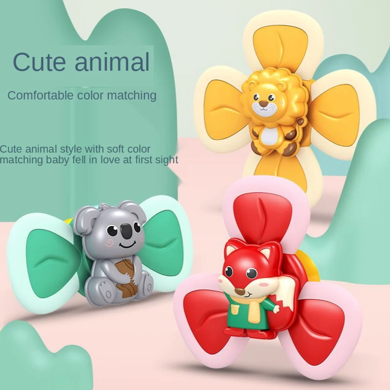 3PCS Suction Cup Spinning Top Toy, Suction Cup Baby Toys ,Baby Bath Toys Non Toxic Bitable Children's Toys