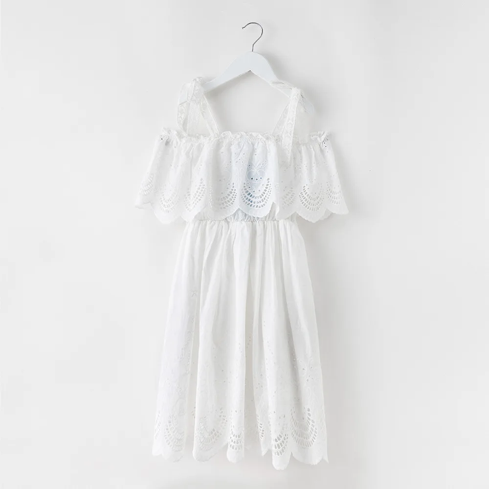 Хлопковое и льняное платье для девочек-подростков 4 -14 лет длинное кружевное