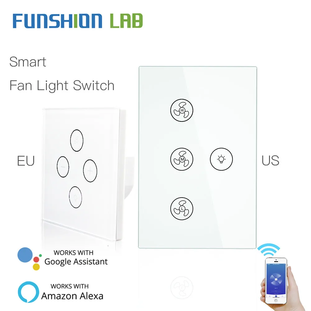 Умный потолочный вентилятор с Wi Fi настенный выключатель для лампы дистанционное