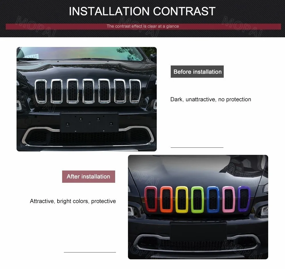 MOPAI автомобильные наклейки для Jeep Cherokee+ ABS автомобильные передние декоративные решетки наклейки s Для Jeep Cherokee автомобильные аксессуары