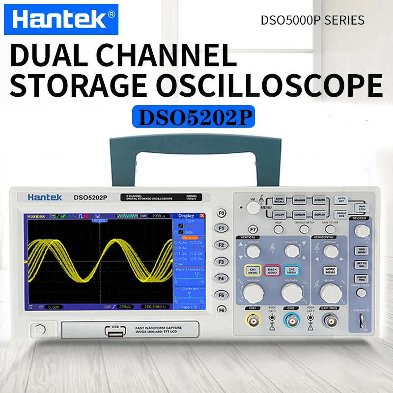 Hantek DSO5202P цифровой осциллограф 200 МГц 2 Каналы 1GSa/s в режиме реального времени