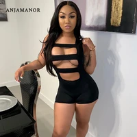 anjamanor sexy black cut out shorts rompers summer jumpsuits for women club outfits baddie clothes bodycon playsuits d85 bf14