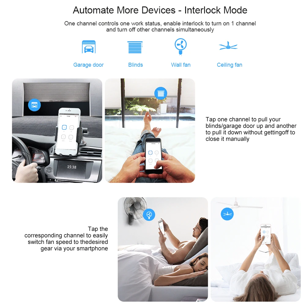 SONOFF 4CH PRO R3 ITEAD RF 433MHz 4 Gang WiFI Switch 3 Working Modes Interlock/Self-Locking/Inching WiFi Smart Home | Электроника