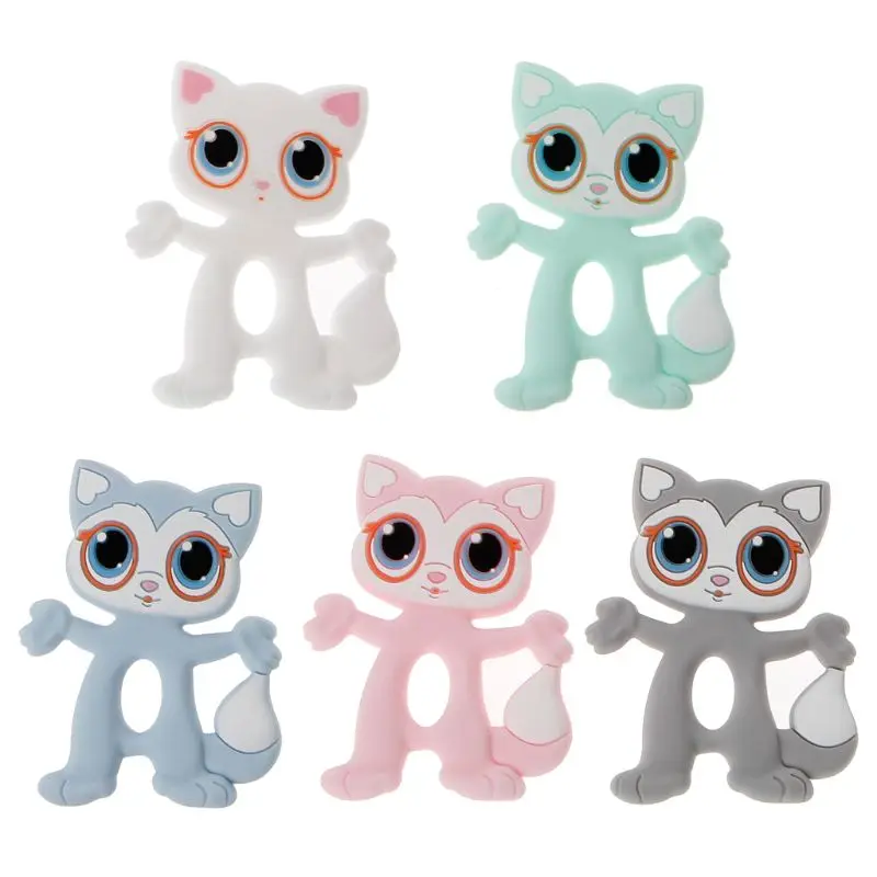

Baby Teethers Big Eyes Cat BPA Free Teething Accessories Food Grade Silicone Nursing Necklace Pendants