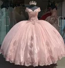 Скромное бальное платье Quinceanera платья с открытыми плечами аппликации кружева сладкий 16 дешевые вечерние платья vestido de 15 anos