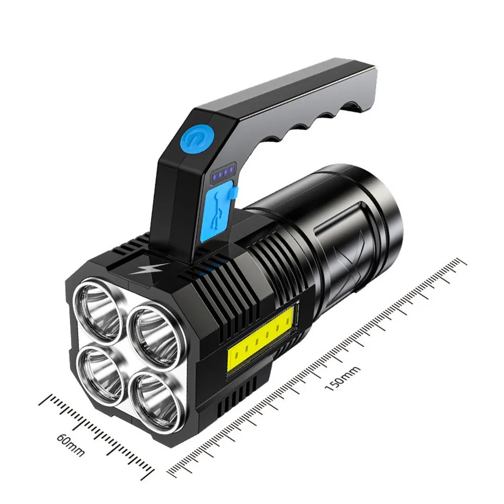

P50 Torch Rechargeable Searchlight Super Bright Handheld Spotlight Flashlight Plastic Hand Lamp Fishing USB Searchlight 4 Mode