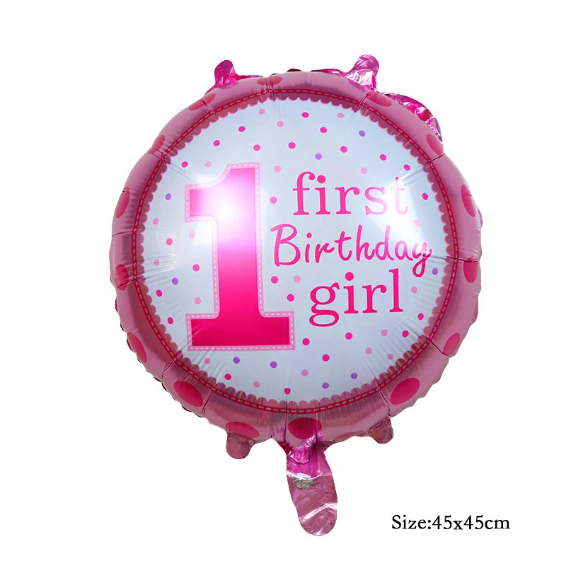 LINVIERLOVE 1 шт. розовый первый день рождения воздушный шар из фольги для детей