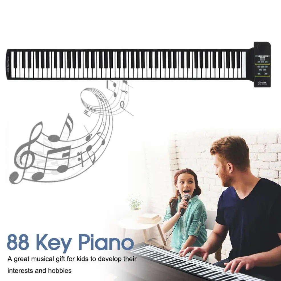 88 клавиш 28 тонов 100 ритмов электронное гибкое рулонное пианино USB и MIDI порт с