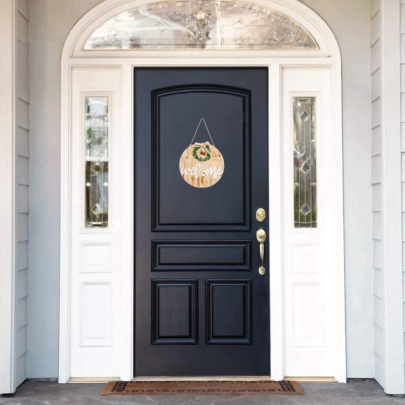 

Welcome Sign Wooden Hanging Sign for Front Porch Spring Wreath for Front Door Decorations for Restaurant , Home, Outdoor