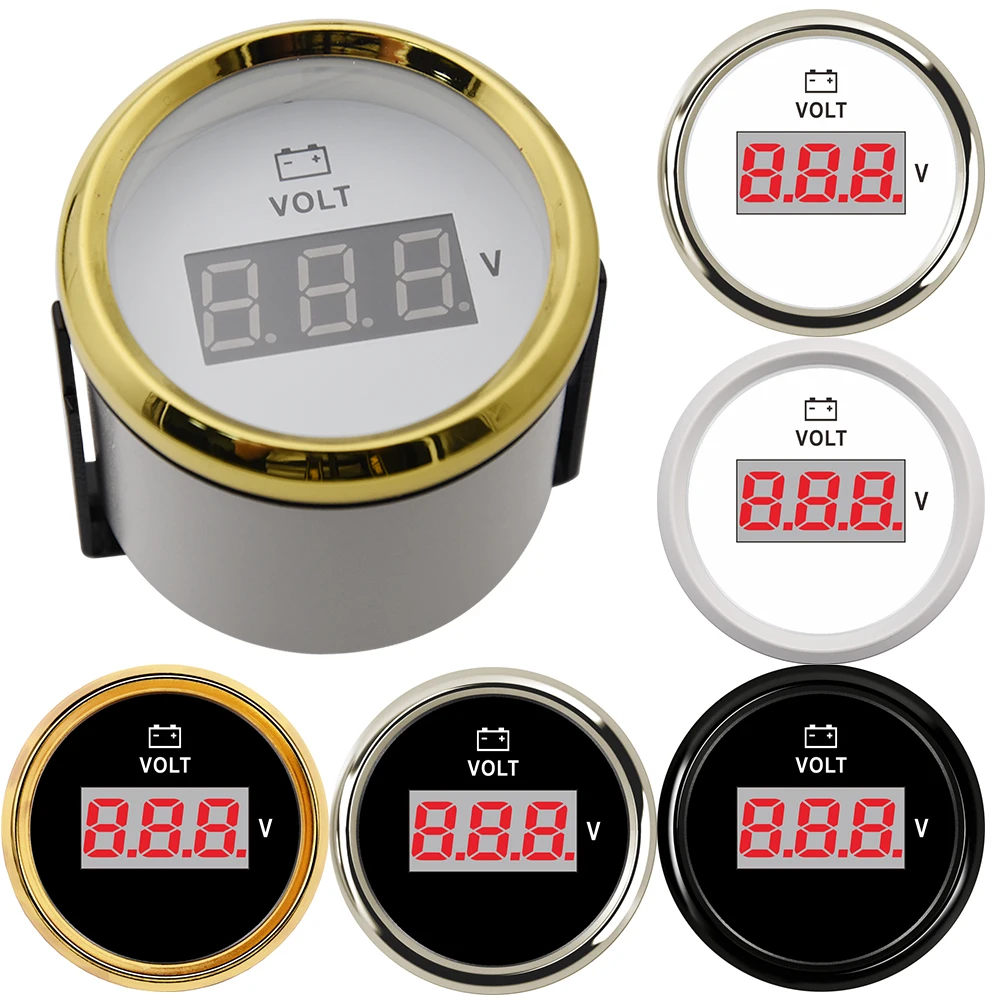 Цифровой вольтметр 52 мм водонепроницаемый измеритель напряжения с красной