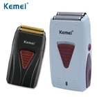 Kemei 3382 Парикмахерская отделка электробритва для Для мужчин USB аккумуляторная Перезаряжаемые бороды бритва с возвратно-поступательным движением Фольга сетки бритвенный станок