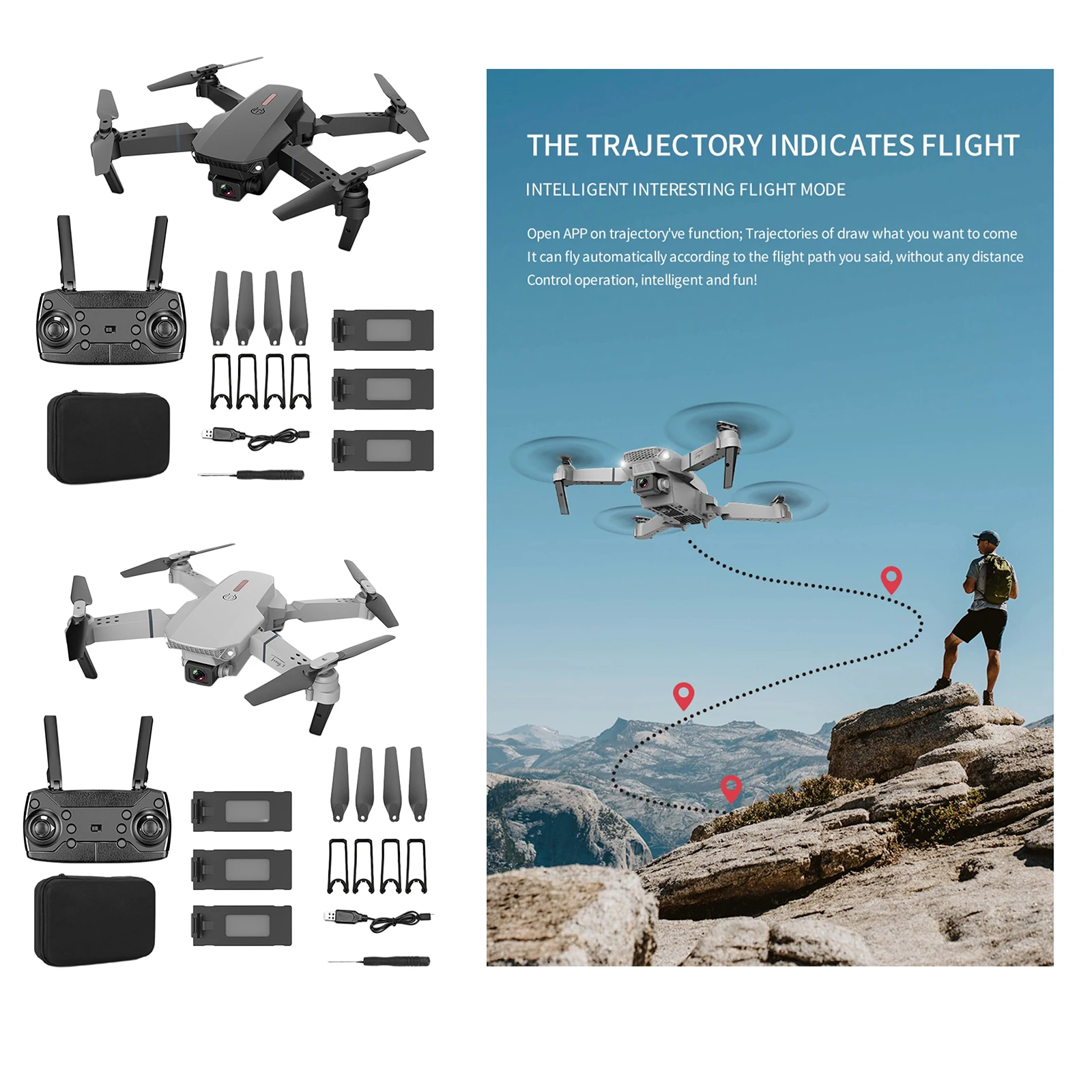 

E88 Pro Drone Foldable Drone with FPV HD Camera RC Quadcopter Hobby Aircraft