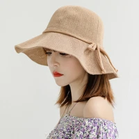 beach hat bow cotton yarn summer hats for women hat female lady bucket hat fedora hat women straw hat panama sun cap viseira