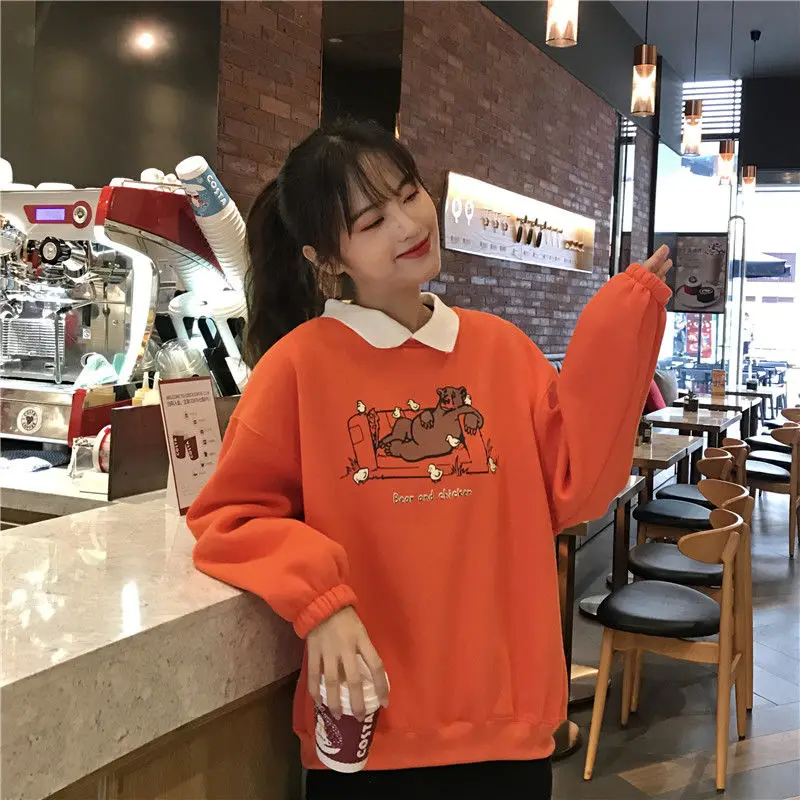 

Harajuku Kawaii Sweatshirts Vintage Oversize Sweatshirt Women Autumn Long Sleeve Tops Pullover Print Female Oversized Hoodie