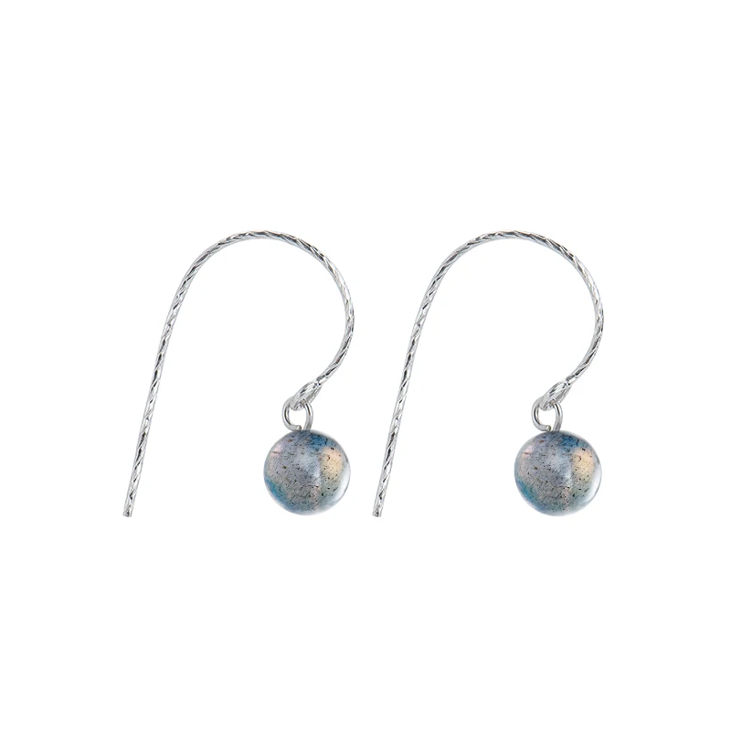 

S925 Sterling Silver Moonstone Earrings South Korea Short Ear Hook Simple All-Match and Sweet Eardrop Earring Woman