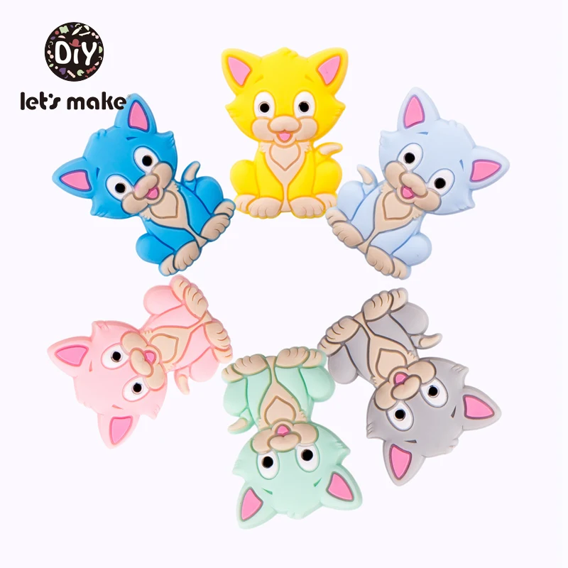 Let's Make-mordedor de silicona para beb&eacute;s, cuentas de silicona, venta al por mayor, juguetes de dentici&oacute;n de Enfermer&iacute;a de dibujos animados para dientes, mordedores de grado alimenticio, 20 Uds.-3