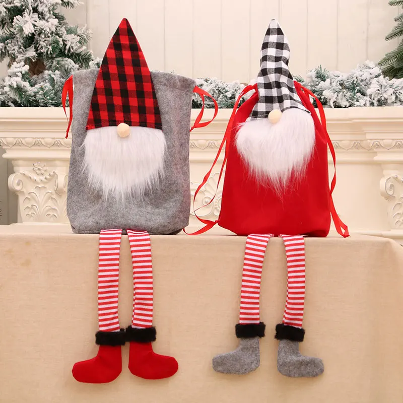 

1pcs Christmas Drawstring Bag Faceless Gnomes Doll Design Christmas Goodie Bags Cotton Reusable for Birthday Christmas Party