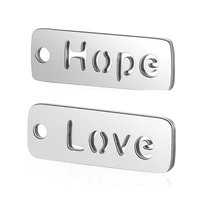 10pcs dream faith happy love hope tag charm wholesale 100 stainless steel diy charms quality pendants jewelry making findings