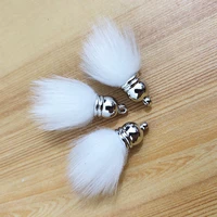 12pcs gold silver cap pompon faux bunny fur ball diy jewelry parts pendant for earrings key chain curtain tassel handmade crafts