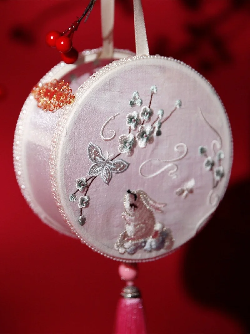 Chinese Style Handmade silk Mid-Autumn Festival ancient style palace lamp flower jade moon rabbit creative luminous lanterns | Дом и сад