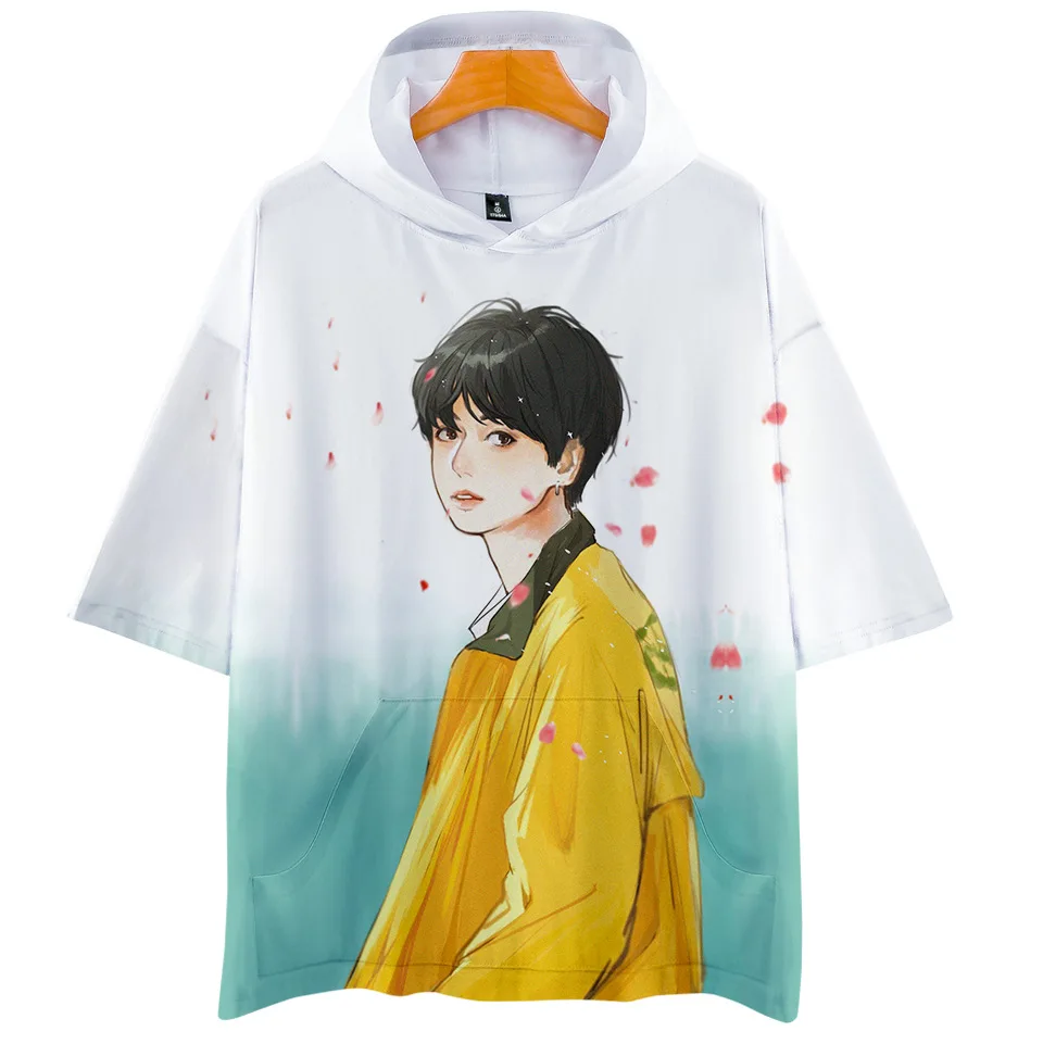 

Harajuku Streetwear 3D Hooded Shirts Men/women Short Sleeve Hiphpp Loose Hoodie Sweatshirts Pullover Tops K-pop Clothes Dropship