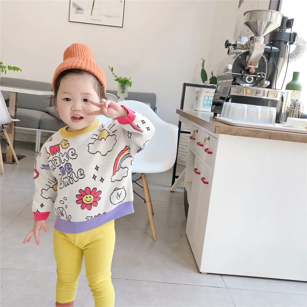 Tonytaobaby осенне-зимний новый милый свитер из чистого хлопка для мальчиков и девочек