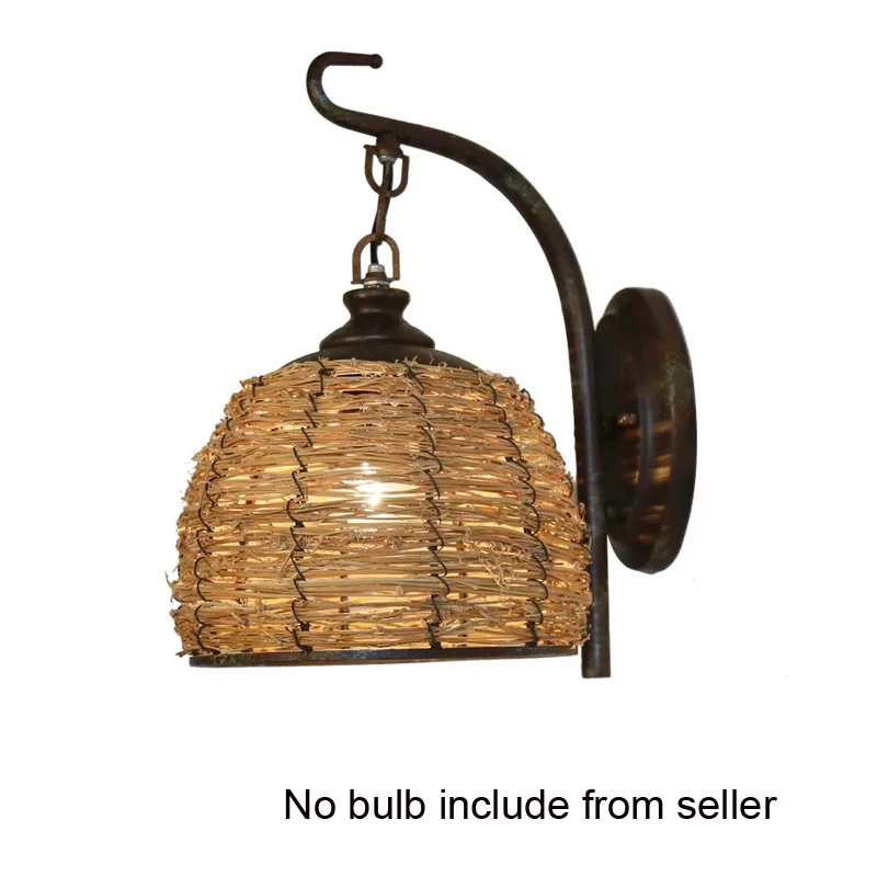

Southeast Asia Hemp Rattan Wall Lamp Vintage Wall Lights for Home Lighting Art Deco Iron Sconce Bedroom Bathroom Light Fixtures