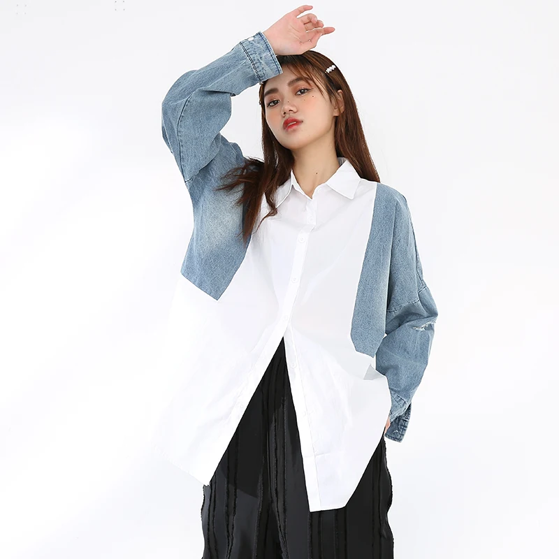 женская блузка SHENGPALAE рубашка свободная джинсовая &quotblusas femininas de verão 2020&quot с