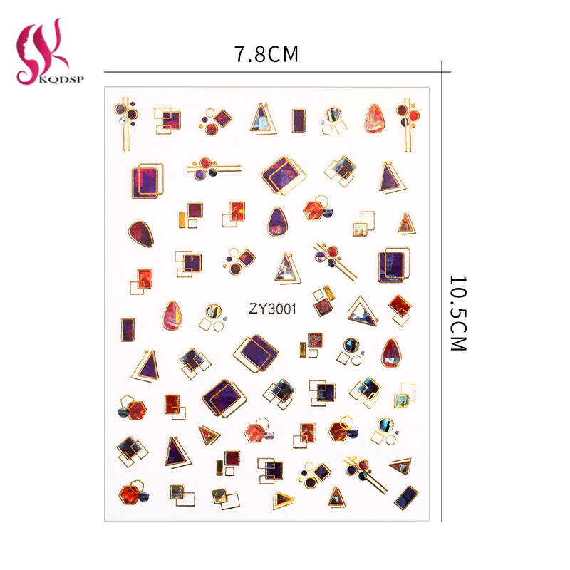 

Nail Art Sticker Flower 3D Geometric Design DIY Abstract Image Decoration Watermark Paper Decals Tool Manicure Tattoos Creative