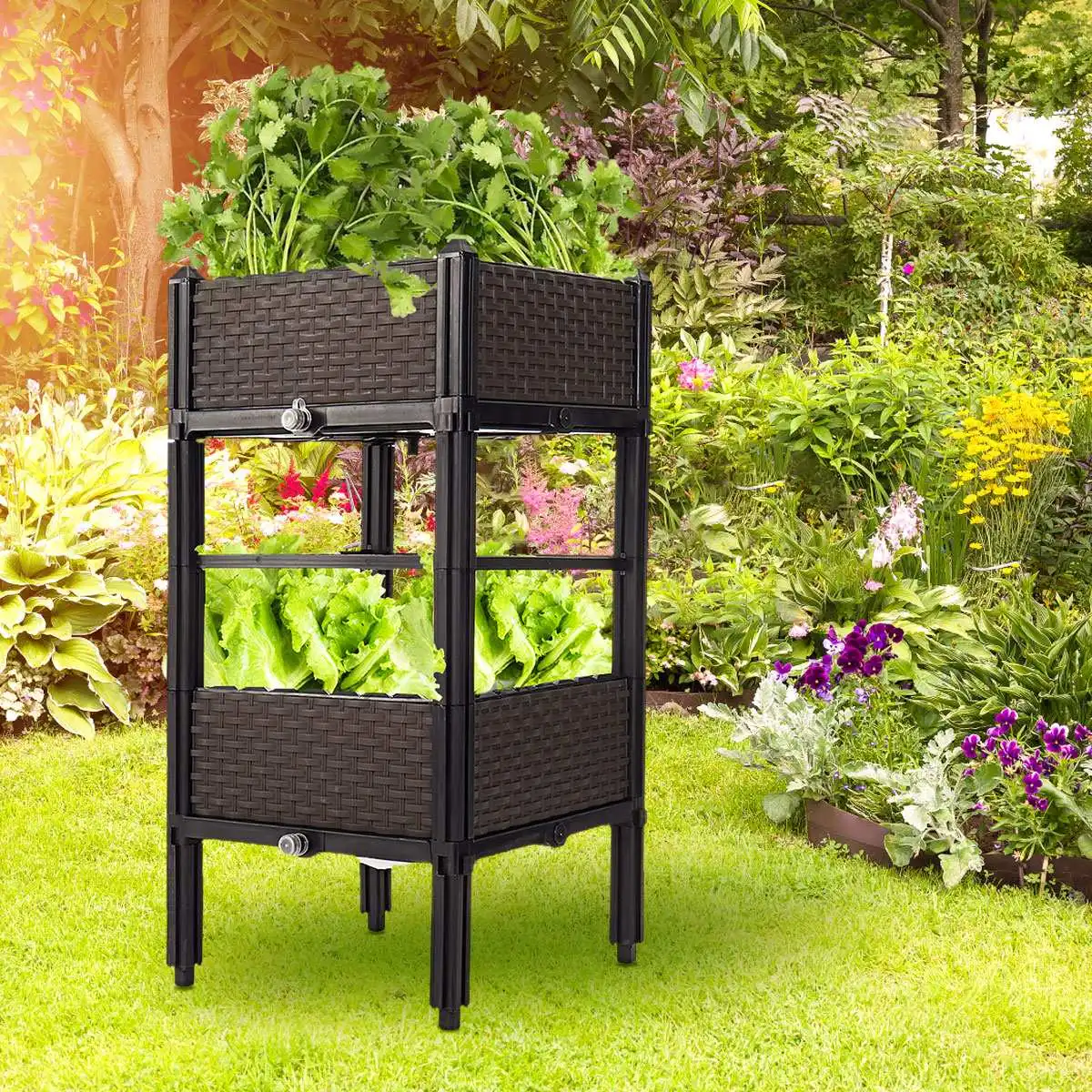 

Brown Planting Box European Family Balcony Vegetable Pot Large Plastic Flower Pot One Meter Vegetable Garden