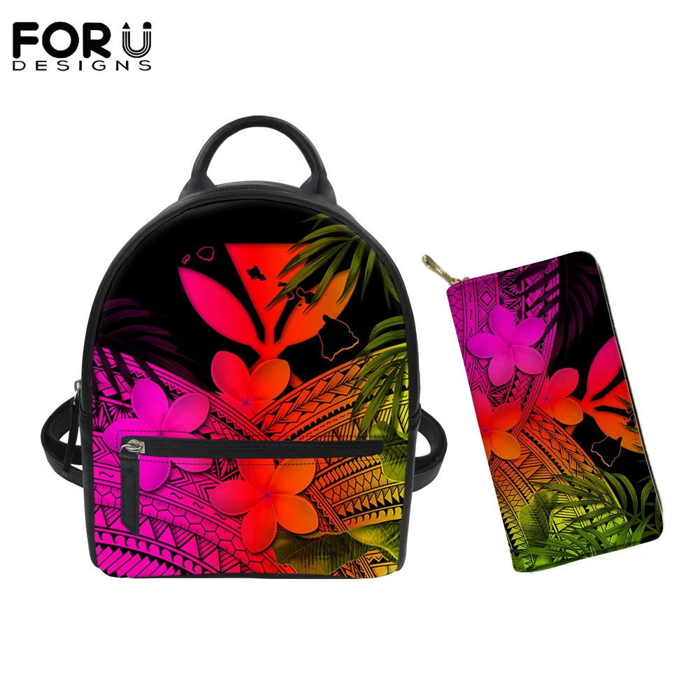 

Роскошные дизайнерские сумки FORUDESIGNS, мини-кошельки для женщин, 2 шт., полинезийские племенные женские клатчи с цветочным принтом, сумки из ПУ