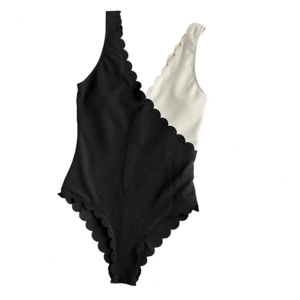 

Женский комплект бикини, монокини, купальник с высоким разрезом и глубоким V-образным вырезом, Модный женский цельный купальник в рубчик с к...