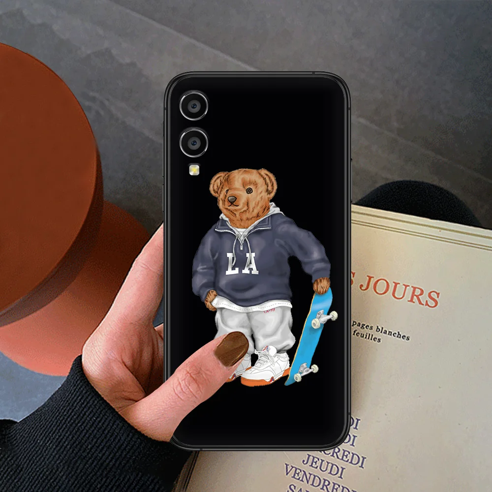 

Italy cartoon Bear Phone Case For Huawei Honor 6A 7A 7C 8 8A 8X 9 9X 10 10i 20 Lite Pro Play black Coque Silicone Cell Pretty