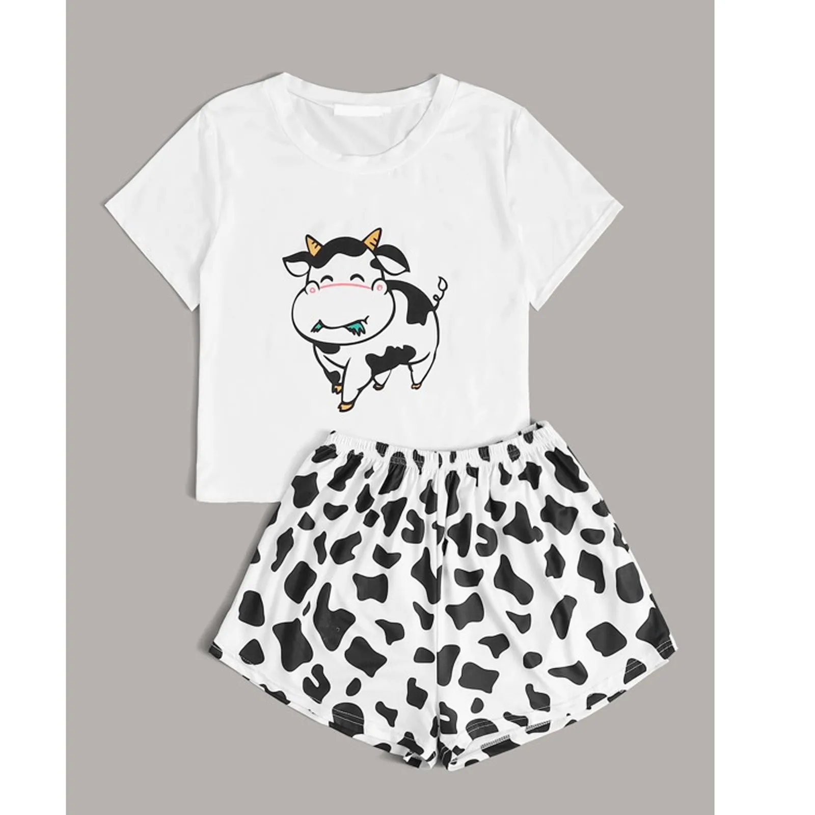 

Summer Sexy Lingerie Woman Pajama Sets Fashion Sexy Sleepwear Cow Printed Temptation Tops Suit Nightdress Cool Pijamas Cows