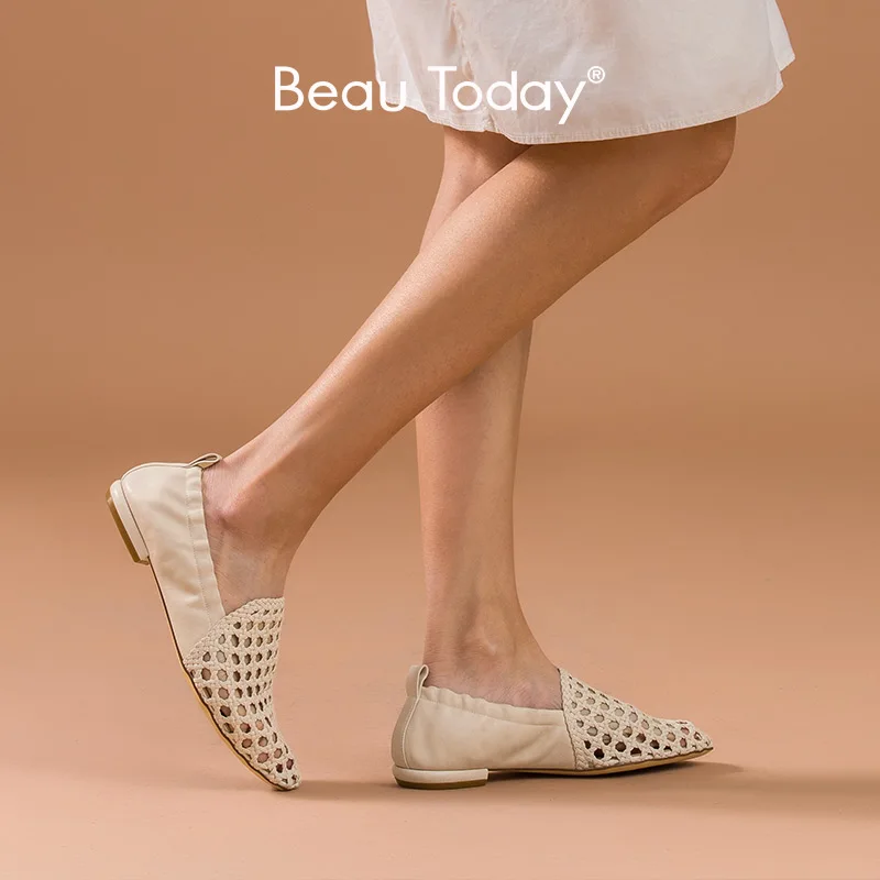 Женские лоферы из натуральной овечьей кожи BeauToday весенне-Летние повседневные