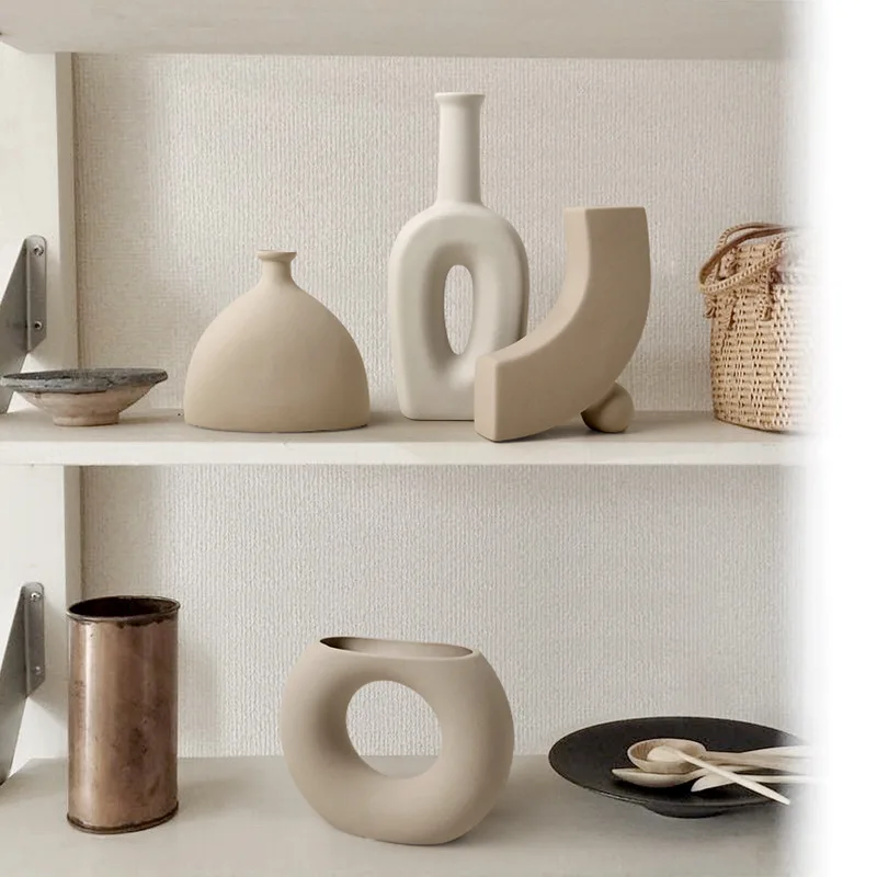 

1PC Ceramic Table Flower Vases Nordic Home Decoration Accessories Modern Plant Art Decor Crafts Wedding Vase for Centerpieces