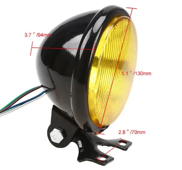 Ретро алюминиевая фара для мотоцикла 12В черная лампа дальнего/ближнего света CG125