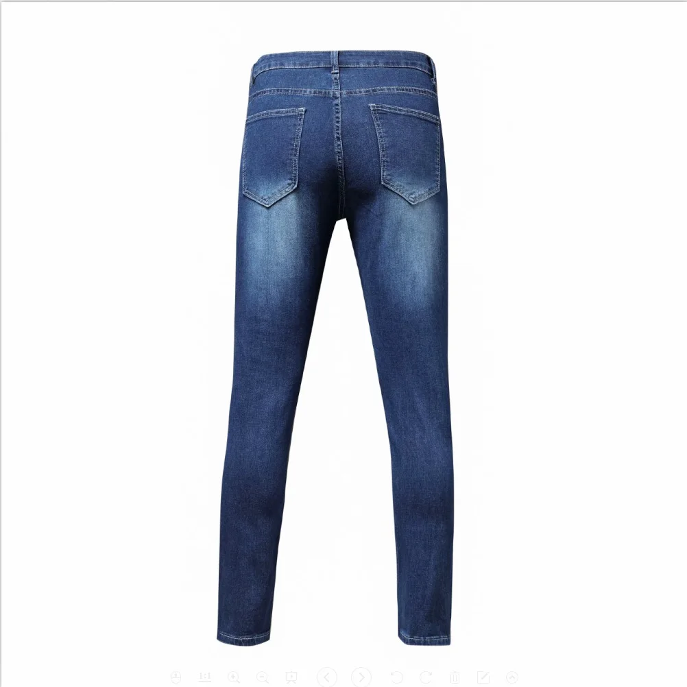 

High quality men's elastic jeans heel holes and small