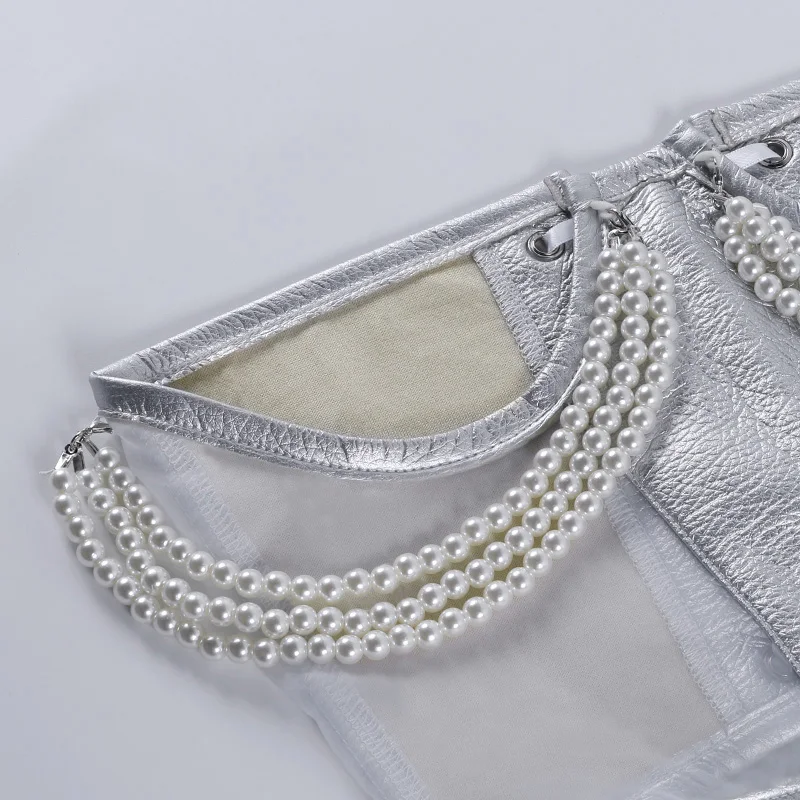 

Fashion Ladies Cummerbunds Women Waist Corset White Tight Vest with Pearl Decoration for Weddings/ Ceremony/ Evening Parties