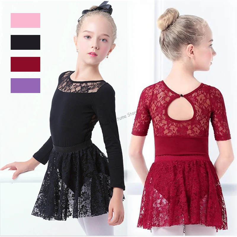 

Vestido de Ballet para niñas, трико, gimnásticos de encaje con falda, traje de gimnasia de с длинными рукавами para niños pequeños