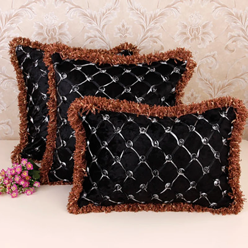 Европейская вышитая черная искусственная однотонная Обложка декоративное