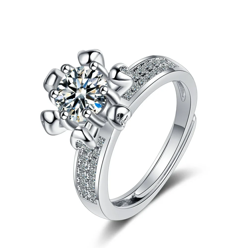 

New Trendy Sparkling Elevated Zircon Round Shape Open Wedding Ring For Women Proposal Ring Engagement Ring 2021 Fashion Jewelry