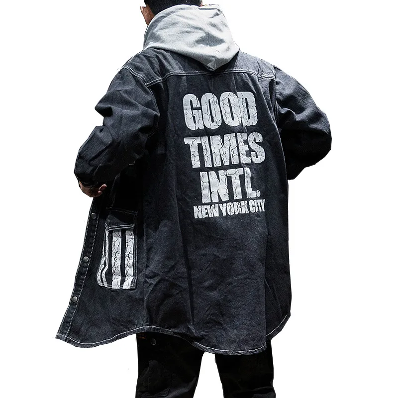 Для Мужчин's весенние черные джинсовые куртки для детей с принтом &quotБуквы&quot